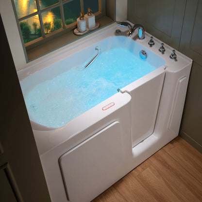 WoodBridge 54" White High Glass Acrylic Right Hand Walk-In Air & Whirlpool Jets Hot Tub With Quick Fill Faucet With Hand Shower and Computer Control Panel