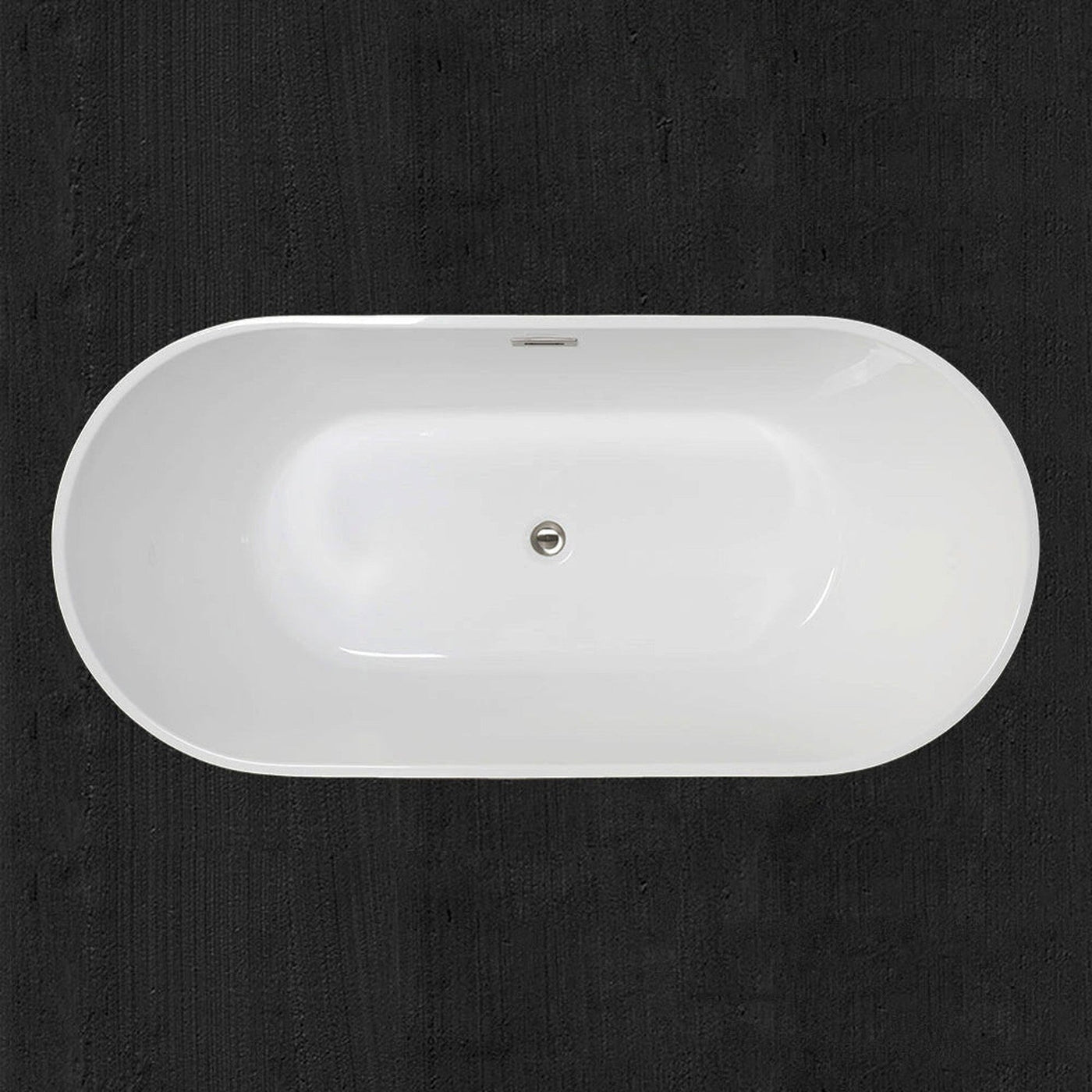 WoodBridge 59" Black Acrylic Freestanding Contemporary Soaking Bathtub With Brushed Nickel Drain and Overflow