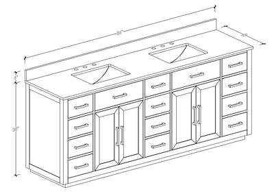 84" Bathroom Vanity with Double Sink, Modern Bathroom Vanity Set with Soft-Close Cabinet and 9 Drawers, Solid Wood Bathroom Storage Cabinet with Countertop and Backsplash, Milk Oak