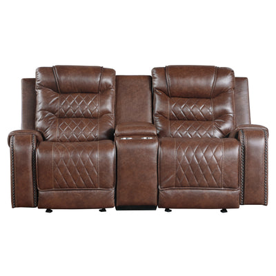 Luxurious Living Room Furniture 3pc Reclining Sofa Set Brown Breathable Faux Leather Upholstery Sofa Loveseat Swivel Chair, USB Ports, Power Outlets, Diamond pattern Stitching