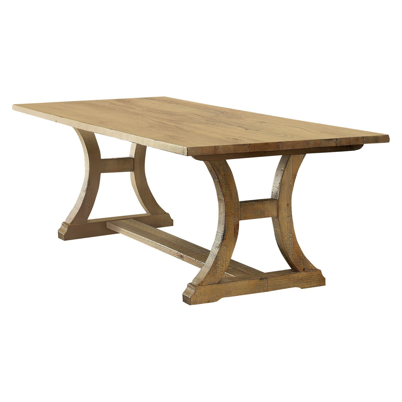 Wooden Dining Table with Curved Leged Pedestal Base, Brown