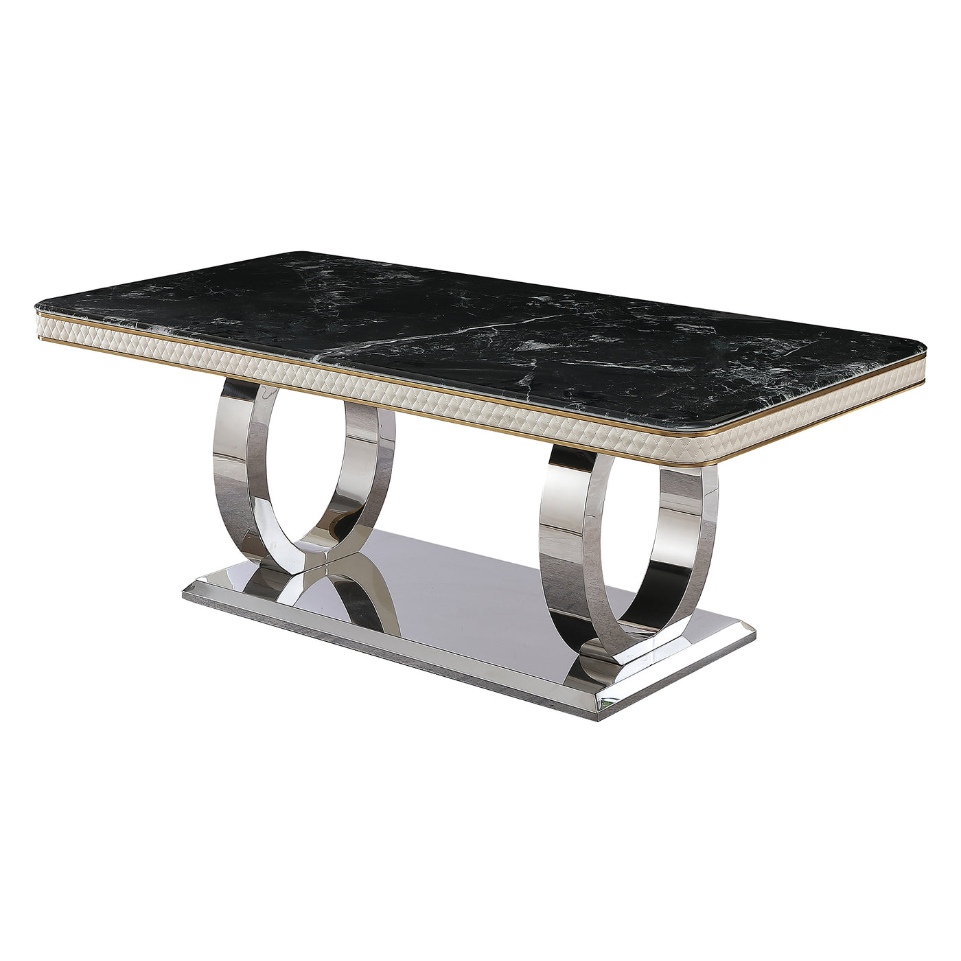 Luxury Modern Dining Table 78.7inch Black Dining Table with 8 chairs  Faux Marble Dining Table Top with  Dual Circle Base (Dining Table Only)