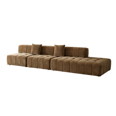 WKS3 Piano key combination sofa, 2 single seats plus 1 luxury cloth sofa, brown