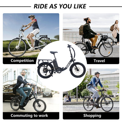 Electric Bike for Adults, 500W Motor 25MPH Max Speed, 48V 10AH Removable Battery, 20" Fat Tire Foldable Electric Bike  and 7-Speed Electric Bicycles