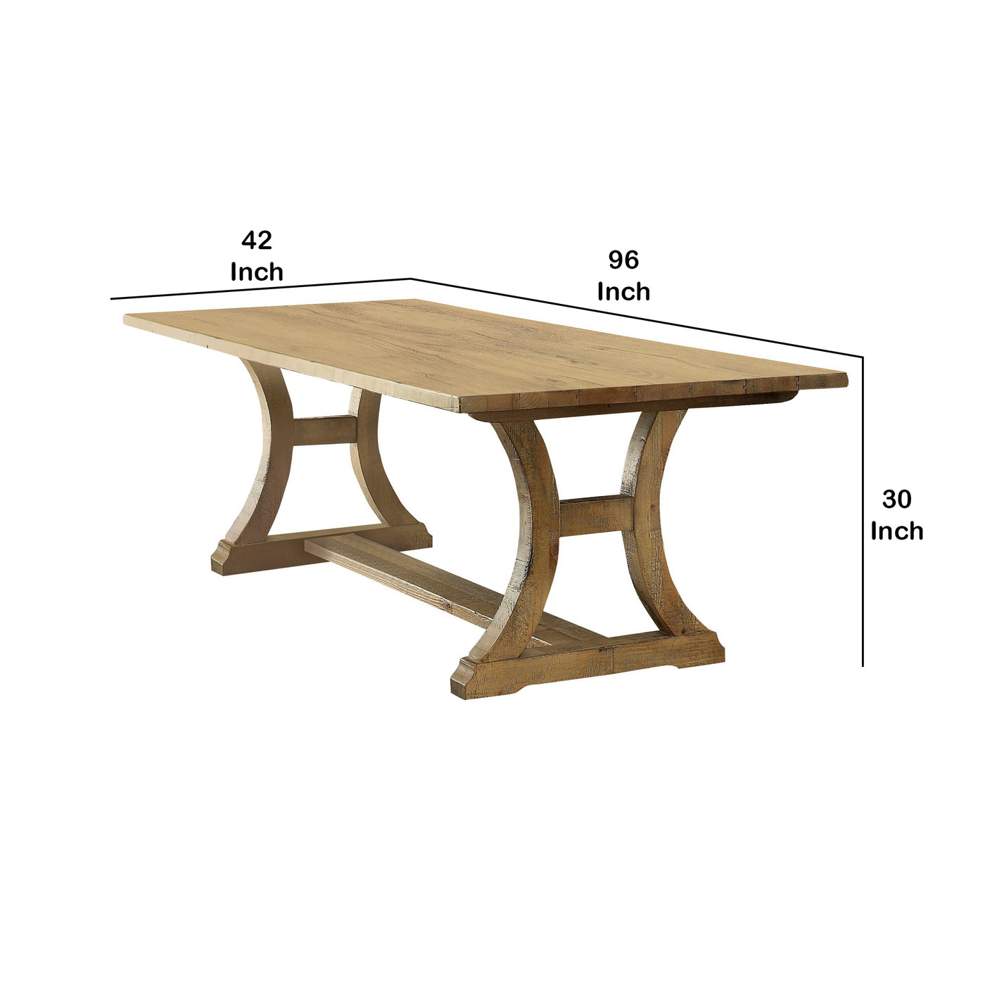 Wooden Dining Table with Curved Leged Pedestal Base, Brown