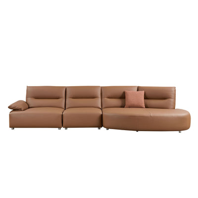 147.24'' Oversied Modern Sectional Curved Shaped Sofa Couch for Living Room,Upholstered 5-Seat Sofa Eco-leather Couch Set,Brown