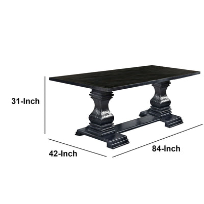 Transitional Style Dining Table with Trestle Base, Antique Black