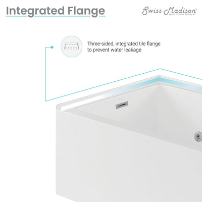 Swiss Madison Avancer 60" x 36" Right-Hand Drain Rectangular Alcove Whirlpool Bathtub with Apron SM-AB591