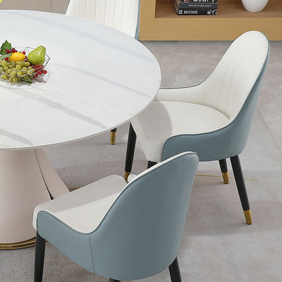 53 inch Modern sintered stone round dining table with stainless steel base with 6 pcs chairs