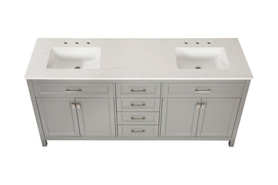 Vanity Sink Combo featuring a Marble Countertop, Bathroom Sink Cabinet, and Home Decor Bathroom Vanities - Fully Assembled Grey 72-inch Vanity with Sink 23V03-72GR