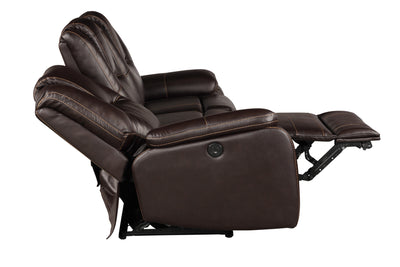 Hong Kong 3 Piece Power Reclining Sofa Set made with Faux Leather in Brown