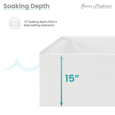 Swiss Madison Voltaire 72" x 36" Right-Hand Drain Alcove Bathtub with Apron and Armrest SM-AB555