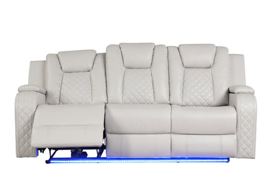 Benz LED & Power Recliner 2 PC Made With Faux Leather in Ice