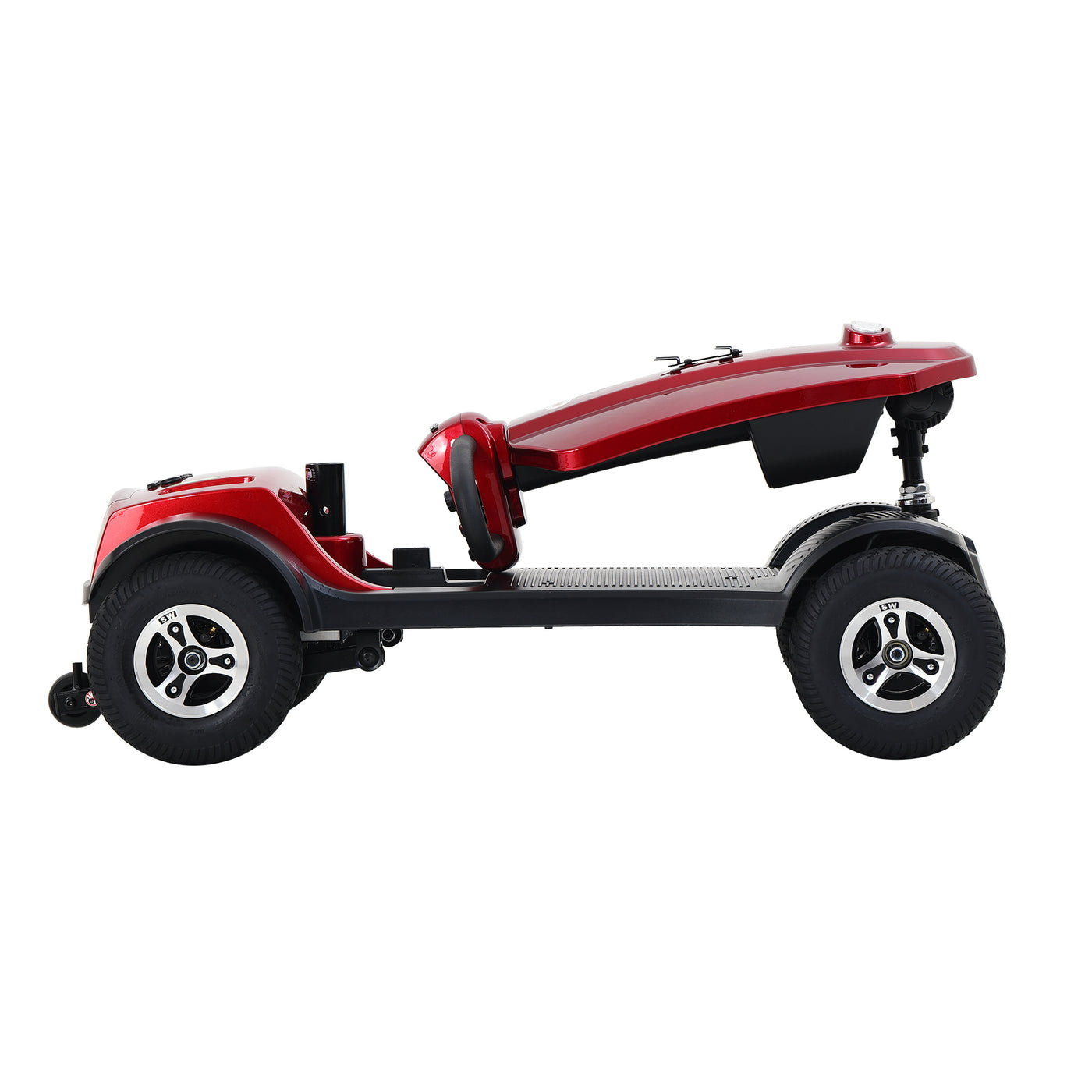 MAX PLUS RED 4 Wheels Outdoor Compact Mobility Scooter with 2pcs*20AH Lead acid Battery, 16 Miles, Cup Holders & USB charger Port