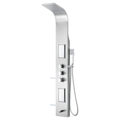 SP-AZ042 - ANZZI Field 58 in. Full Body Shower Panel with Heavy Rain Shower and Spray Wand in Brushed Steel