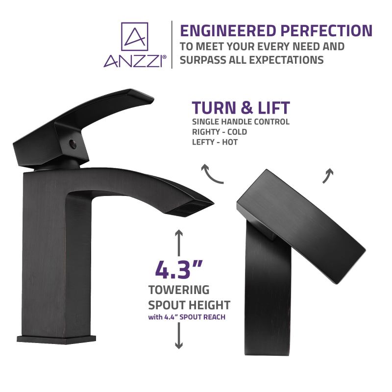 ANZZI Revere Series Single Hole Single-Handle Low-Arc Bathroom Faucet L-AZ037