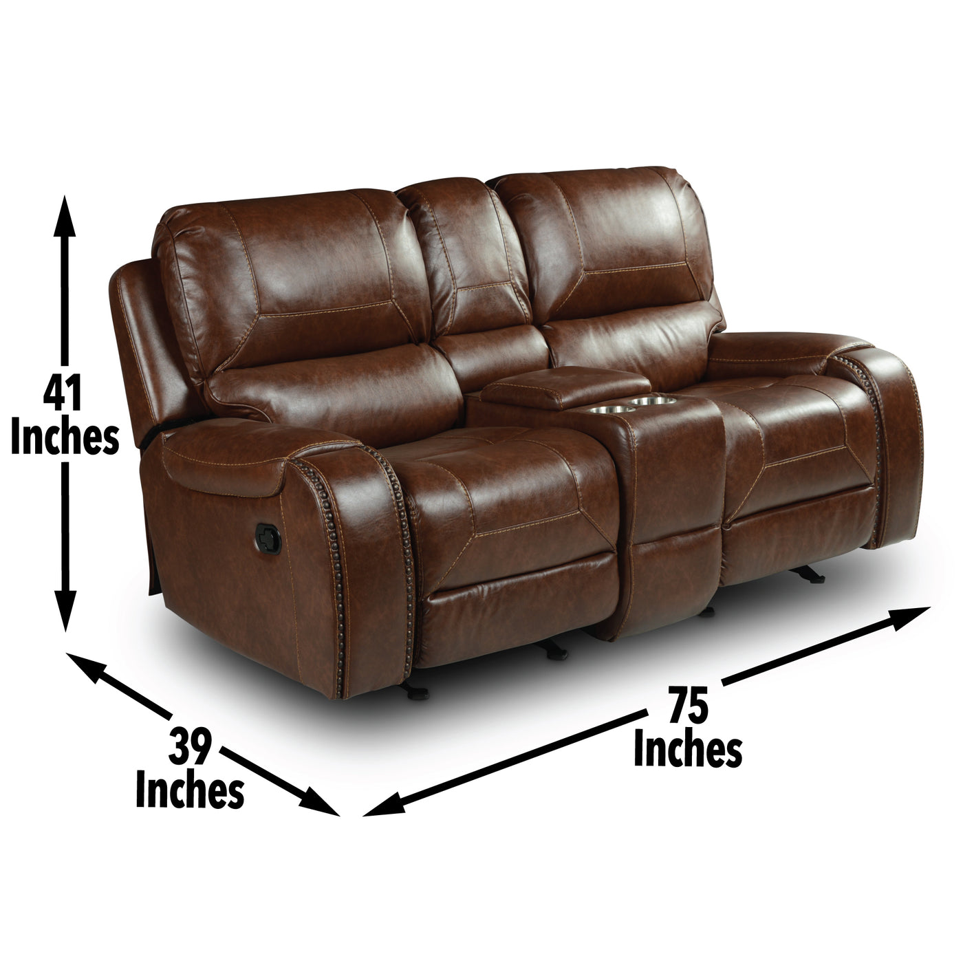 Keily - 3 Piece Manual Reclining Living Room Set In Faux Leather - Dark Brown