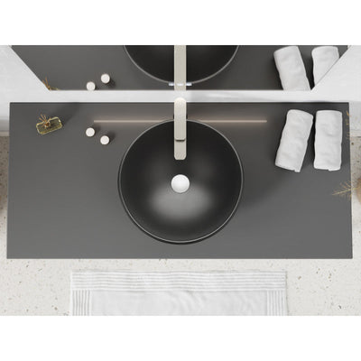 ANZZI Amalfi Round Glass Vessel Bathroom Sink with Matte Black Finish LS-AZ905MB