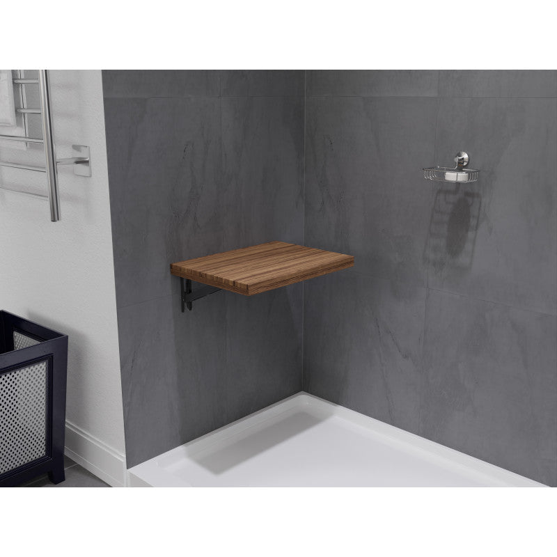 ANZZI Goreme 16.93 in. Teak Wall Mounted Folding Shower Seat AC-AZ204