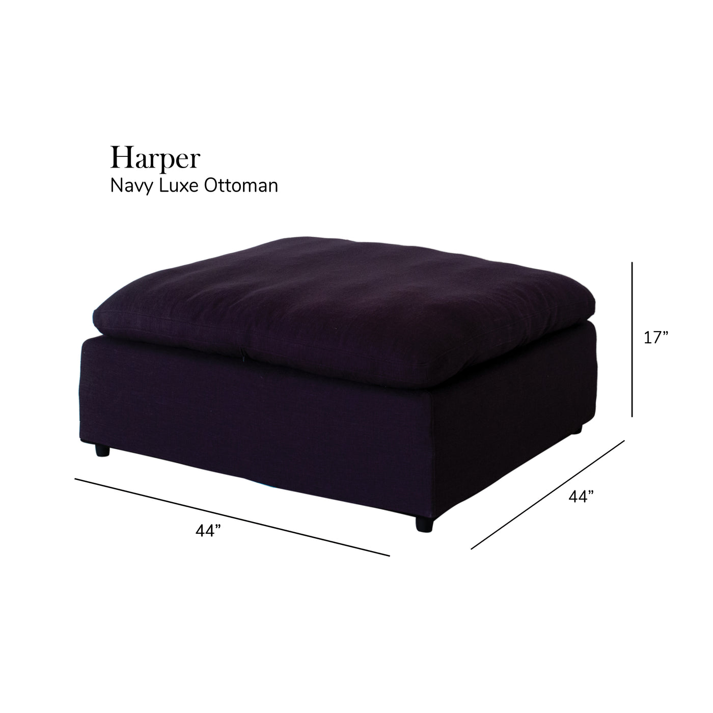 Harper Luxe Navy Sectional - 7 seat Configuration