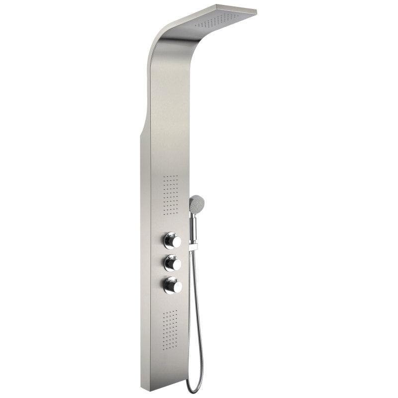 SP-AZ024 - ANZZI Arc 64 in. 2-Jetted Shower Panel with Heavy Rain Shower and Spray Wand in Brushed Stainless Steel