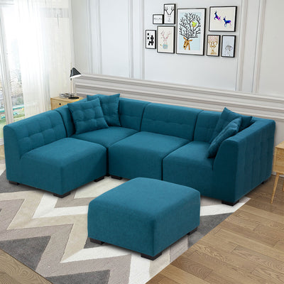 Sectional Sofa with Removable Ottoman Green