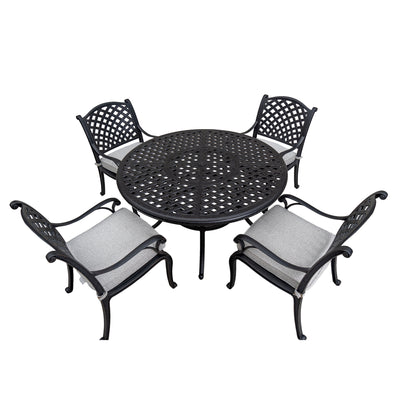 Stylish Outdoor 5-Piece Aluminum Dining Set with Cushion, Sandstorm