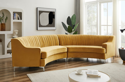 Gold Velvet Curved Sofa