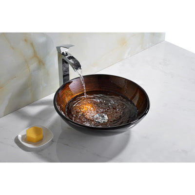 Stellar Series Deco-Glass Vessel Sink in Amber Storm LS-AZ170