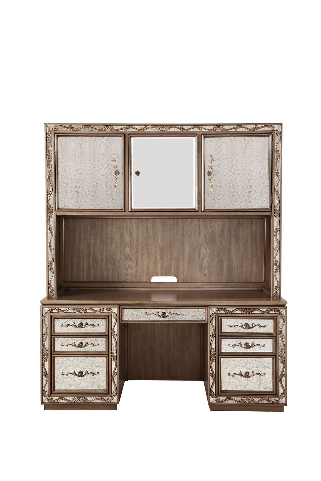 ACME Orianne Computer Desk & Hutch in Antique Gold 93790