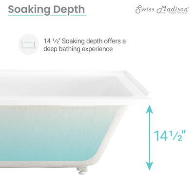 Swiss Madison Voltaire 54" x 30" Acrylic Glossy White, Alcove, Integral Left-Hand Drain, Bathtub SM-AB562