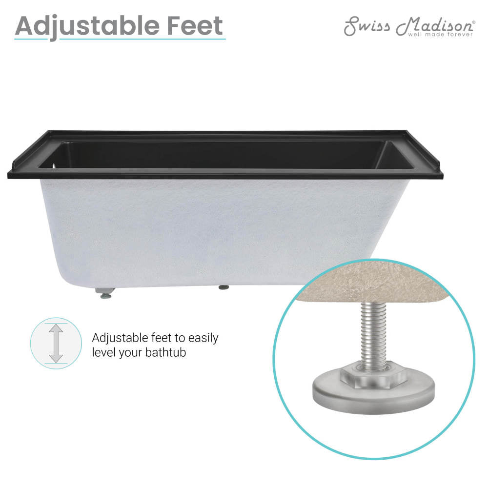 Swiss Madison Voltaire 60" x 30" Left-Hand Drain Alcove Bathtub in Matte Black SM-DB559MB