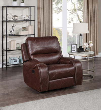 Keily - 3 Piece Manual Reclining Living Room Set In Faux Leather - Dark Brown