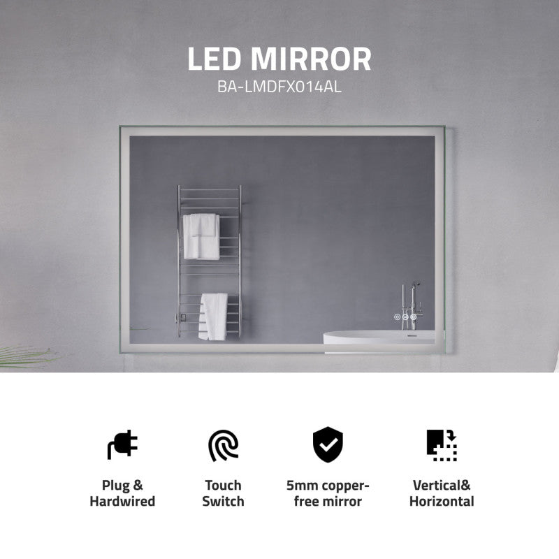 ANZZI 27-in. x 39-in. LED Front/Back Lighting Bathroom Mirror with Defogger BA-LMDFX014AL