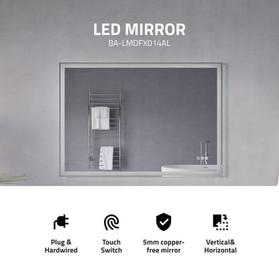 ANZZI 27-in. x 39-in. LED Front/Back Lighting Bathroom Mirror with Defogger BA-LMDFX014AL