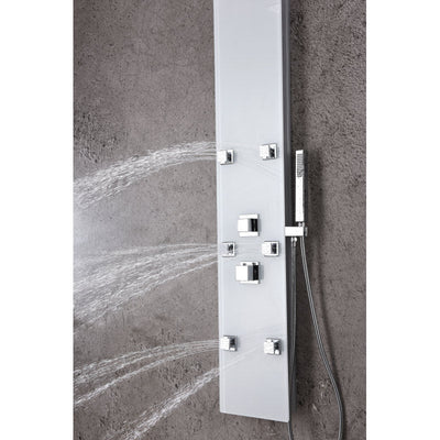 ANZZI Rhaus 60 in. 6-Jetted Full Body Shower Panel with Heavy Rain Shower and Spray Wand in White SP-AZ029