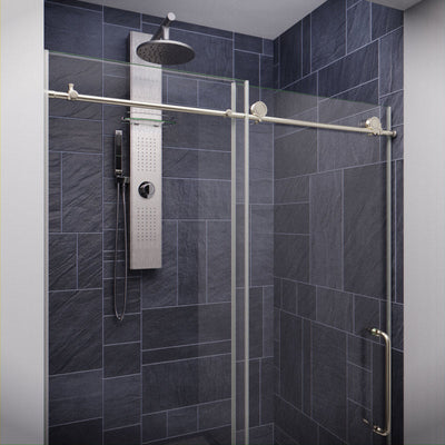 ANZZI Madam Series 48 in. by 76 in. Frameless Sliding Shower Door with Handle SD-AZ13-01MB