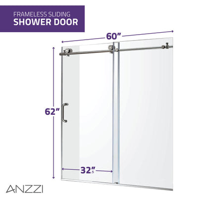 ANZZI Raymore Series 60 in. x 62 in. Frameless Sliding Tub Door SD-AZ8080-01CH