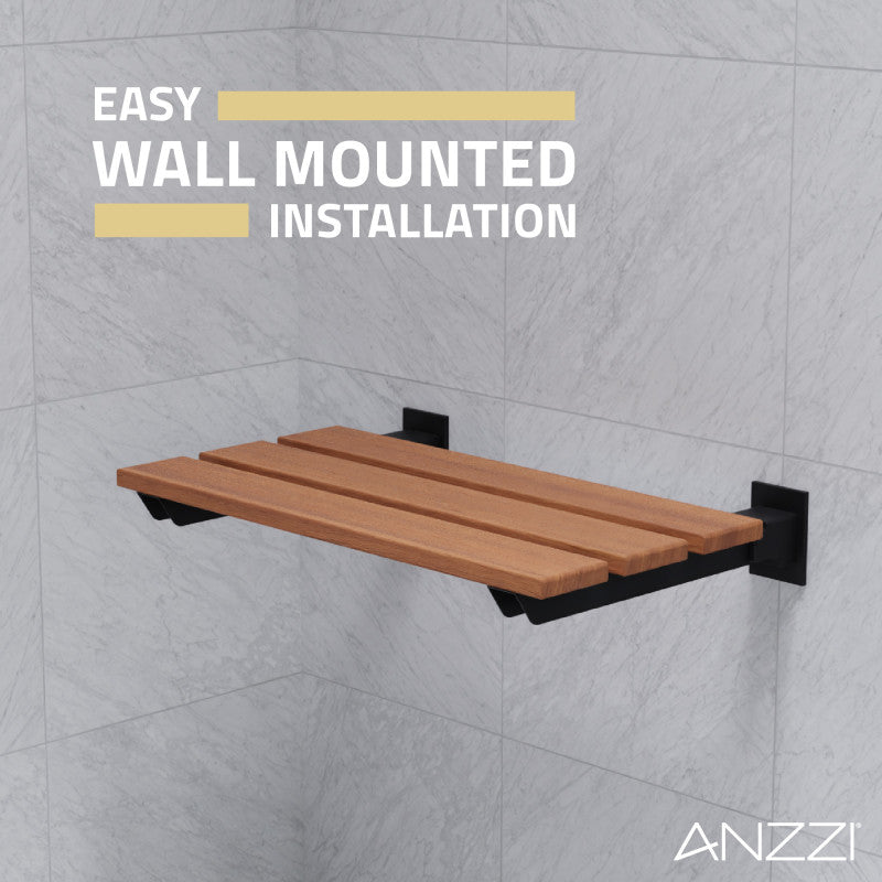 ANZZI Bohemian 18.7 in. Teak Wall Mounted Folding Shower Seat AC-AZ202