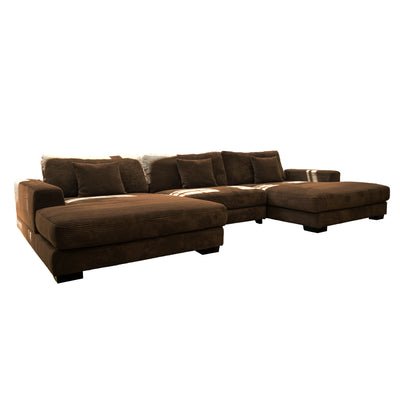 Bella Brown Corduroy U-Shaped 3-piece Sectional