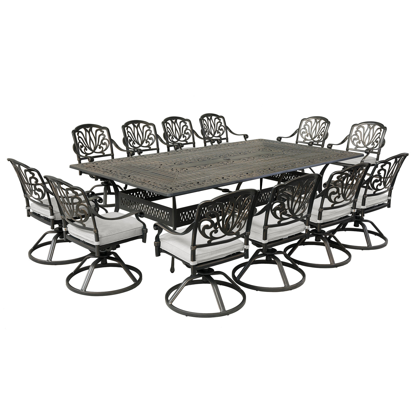 Rectangular 12 - Person 108.07" Long Dining Set with Cushions