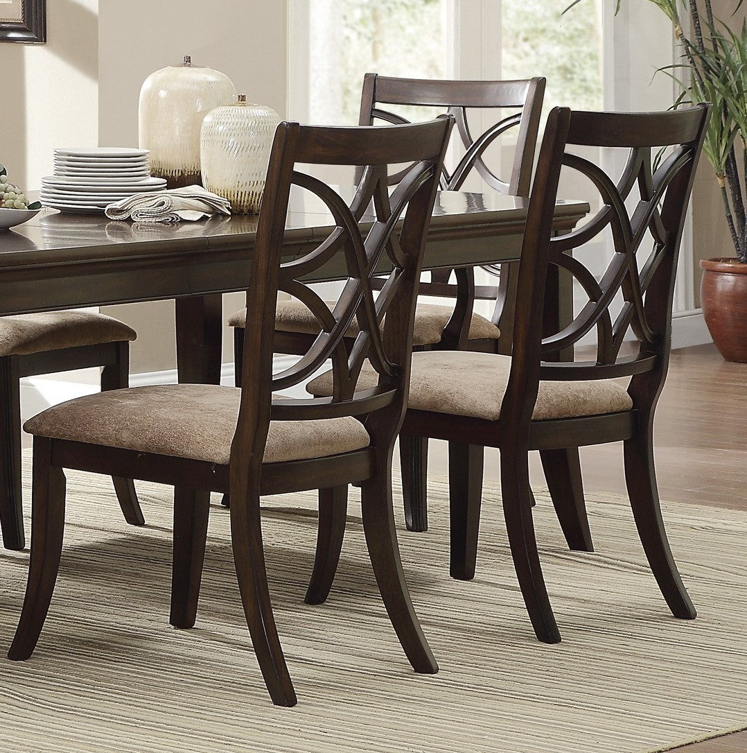 Cherry Finish Formal Dining 7pc Set Dining Table w Extension Leaves 2x Armchairs And 4x Side Chairs Wooden Dining Room Furniture Fabric Upholstered