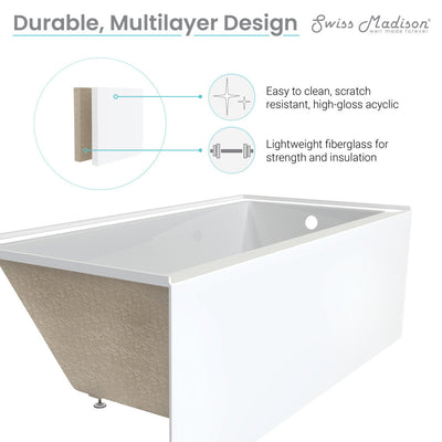 Swiss Madison Voltaire 60" x 30" Right-Hand Drain Alcove Bathtub with Apron SM-AB592