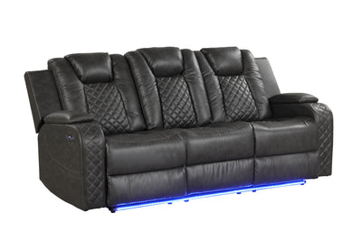 Benz LED & Power Recliner 3 PC Made With Faux Leather in Gray