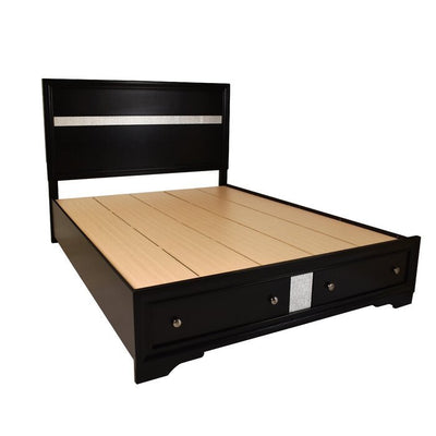 Matrix Traditional Style King 4 PC Storage Bedroom Set made with Wood in Black