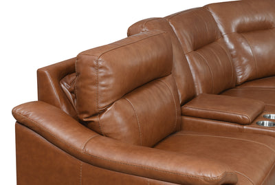 Leather Sectional Collection - Whiskey Coach Top-Grain Leather - Style and Spacious Seating