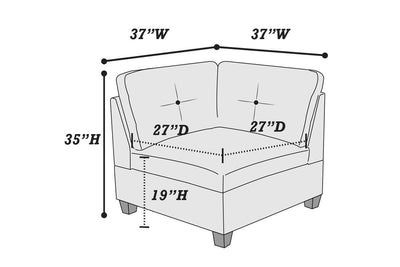 Ash Grey Chenille Fabric Modular Sofa Set 6pc Set Living Room Furniture Couch Sofa Loveseat 4x Corner Wedge 1x Armless Chair and 1x Ottoman Tufted Back