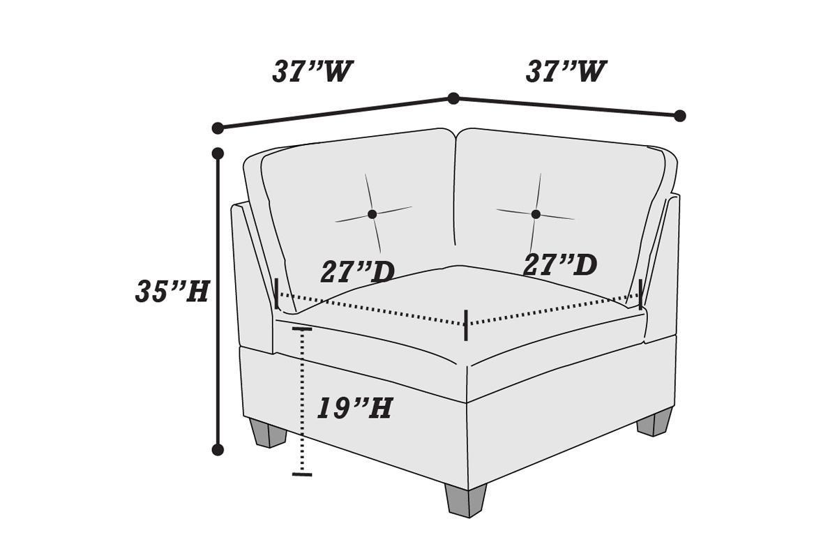 Ash Grey Chenille Fabric Modular Sectional 9pc Set Living Room Furniture Corner Sectional Couch 3x Corner Wedge 4x Armless Chairs and 2x Ottomans Tufted Back.