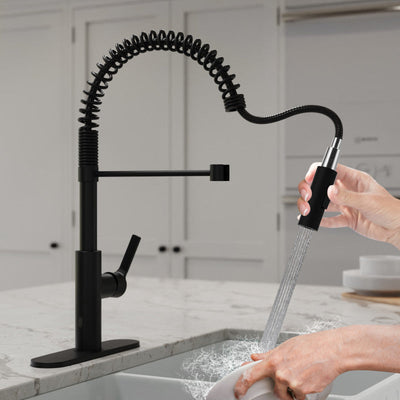 ANZZI Ola Hands Free Touchless 1-Handle Pull-Down Sprayer Kitchen Faucet with Motion Sense and Fan Sprayer KF-AZ303BN