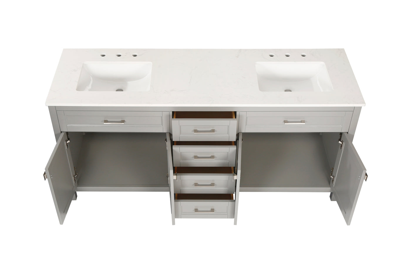 Vanity Sink Combo featuring a Marble Countertop, Bathroom Sink Cabinet, and Home Decor Bathroom Vanities - Fully Assembled Grey 72-inch Vanity with Sink 23V03-72GR